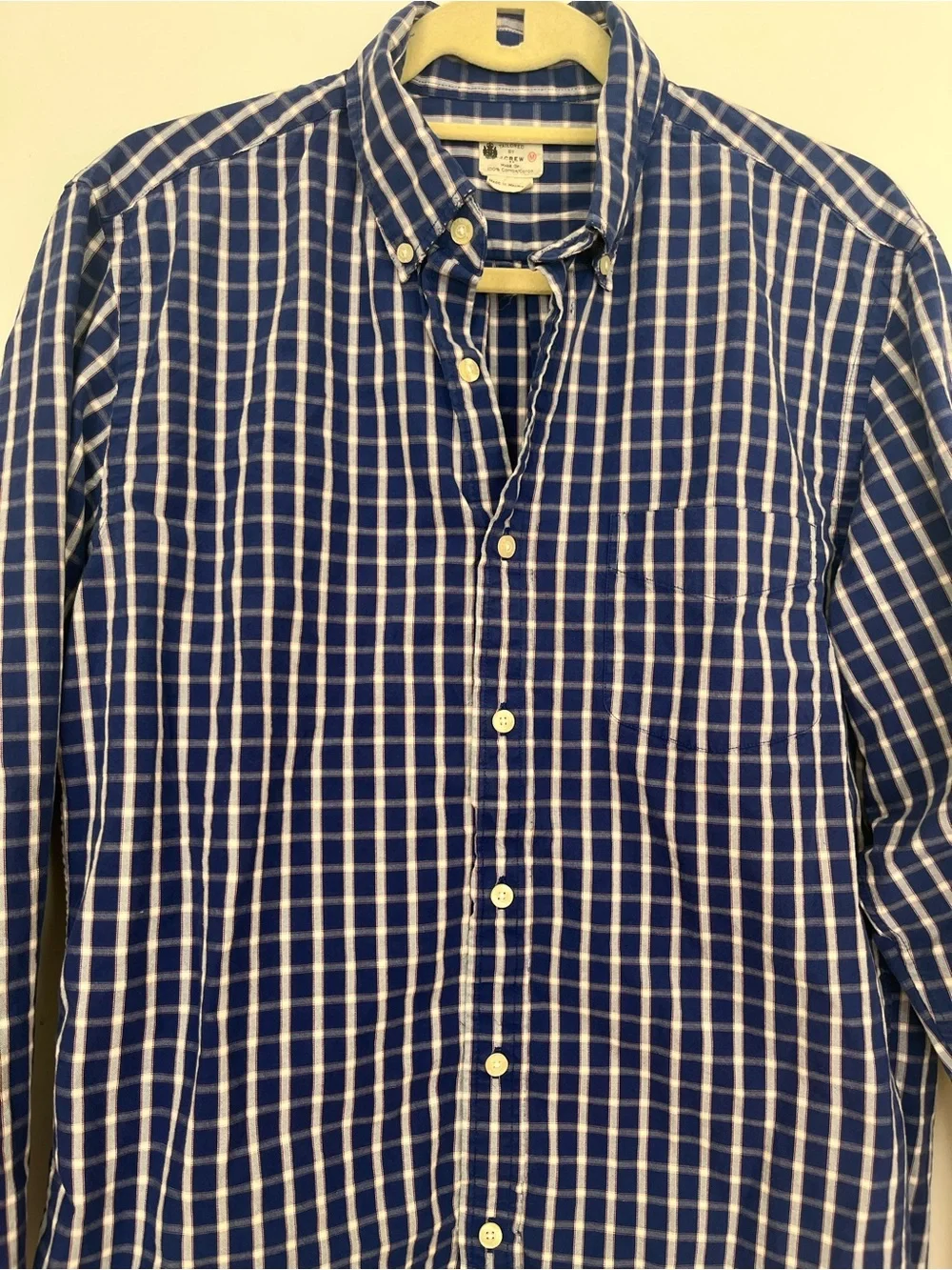 J. Crew Navy and White Check Button-Down Shirt